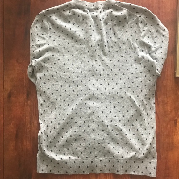 J Crew Gray The Caryn Cardigan w/ Blue Polka Dots - Picture 8 of 8